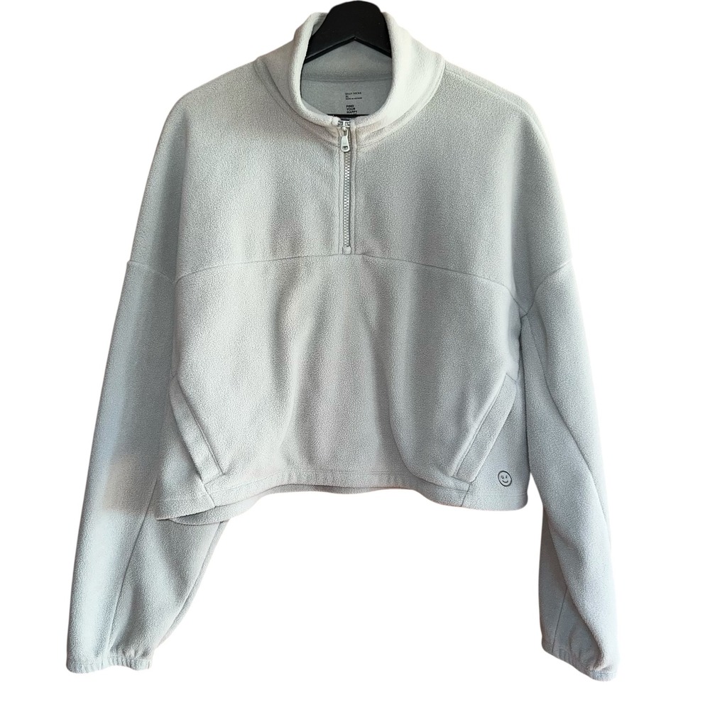 Gilly Hicks Fleece Pullover Quarter Zip Cozy Cropped Sweatshirt Mint‎ Green XL
